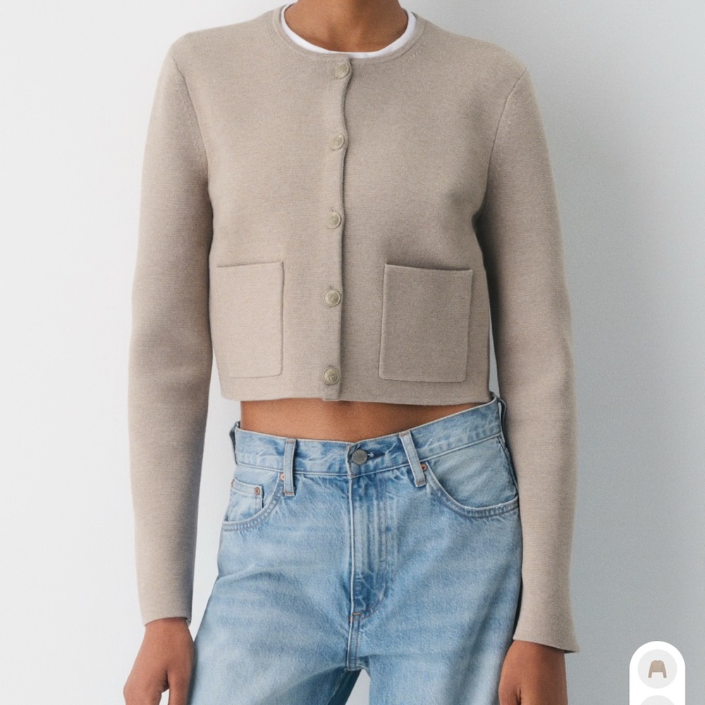 Aritzia Beige Cropped Jacket